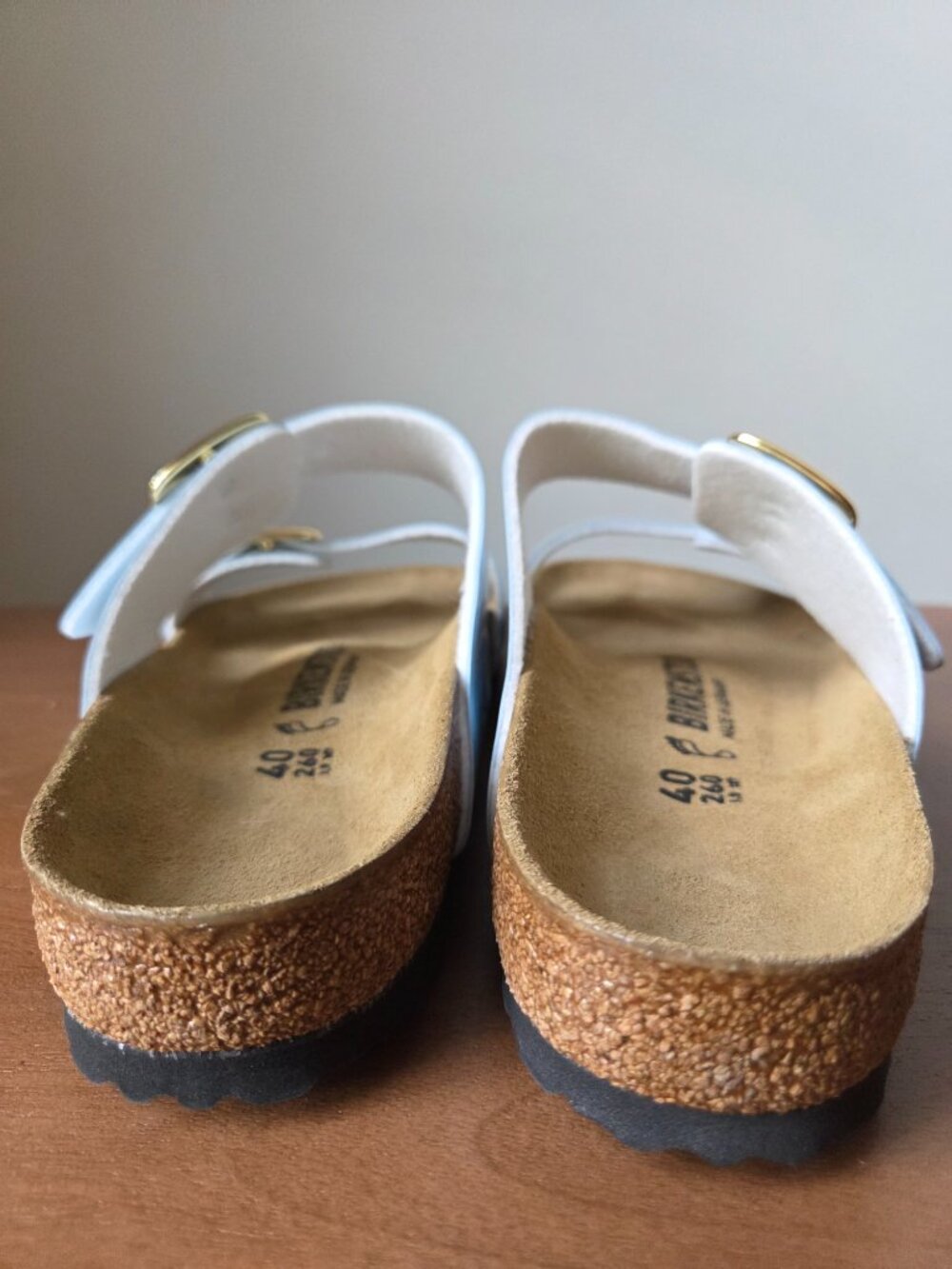 NWOB BIRKENSTOCK BABY BLUE GOLD BIG BUCKLE 2 STRAP SANDALS WOMNS 40 - Picture 9 of 16